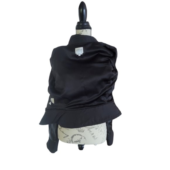 ARMANI COLLEZIONI Women's Black Leather Peplum Jacket Size 8 - Picture 7 of 11